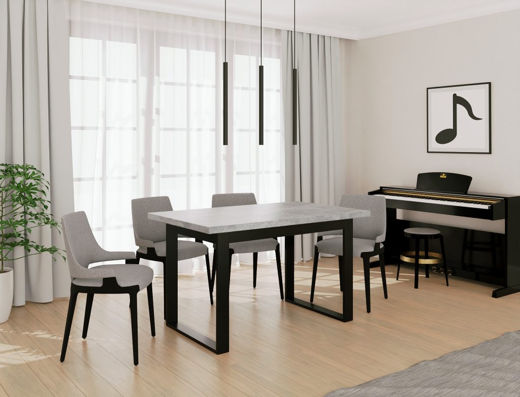 stół jadalniany z białym blatem